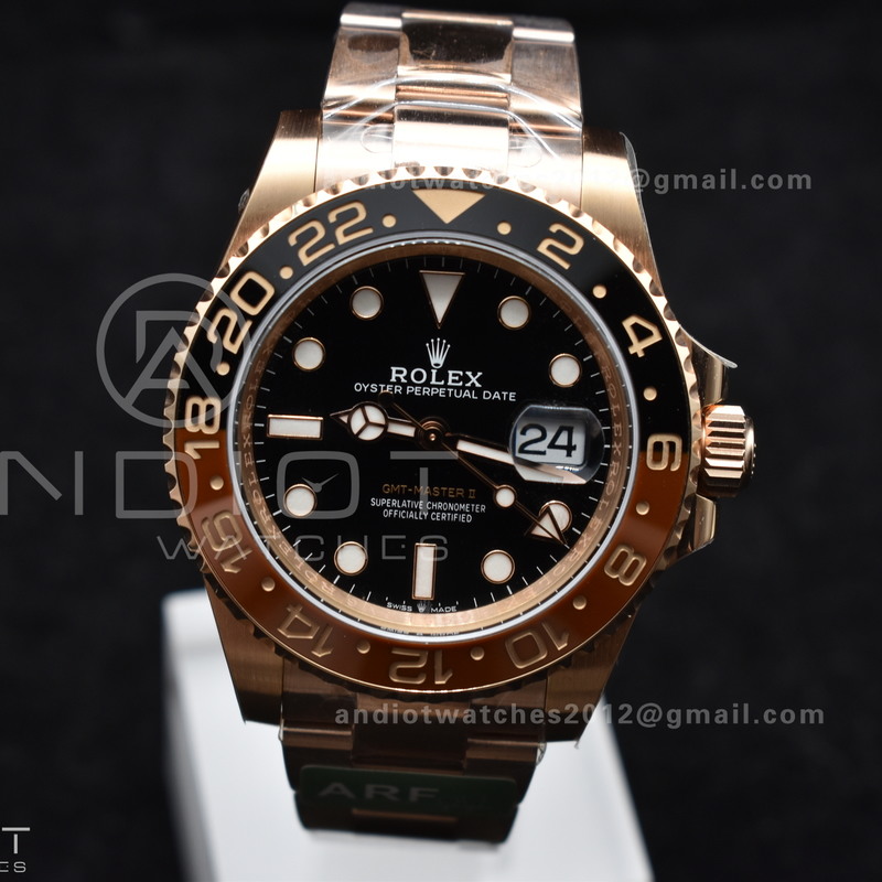 GMT Master II 126715 CHNR 904L SS ARF 1:1 Best Edition on RG Bracelet New SH3285 CHS